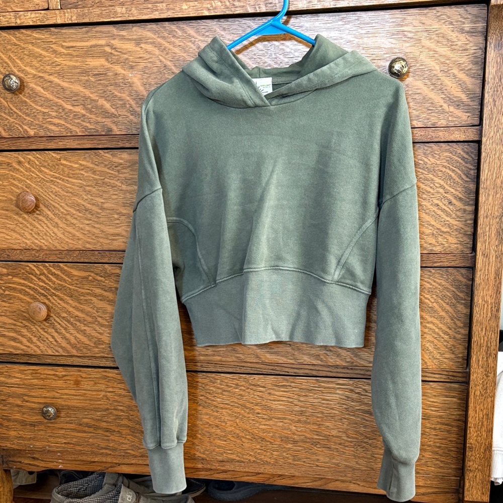 Aerie Olive Cropped Hoodie